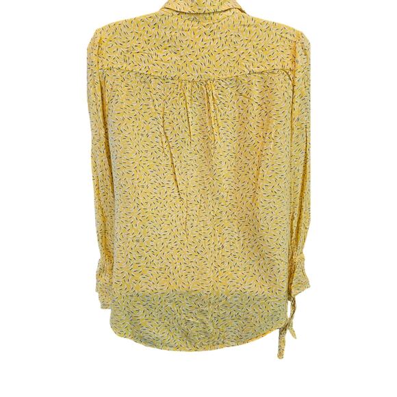 Maeve sz 6 tie scrunch wrist lemon yellow bright cottagecore button up EUC top - Picture 4 of 10